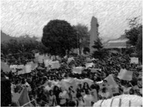 Manifestación en el Parque Central de Xela. Foto cortesía de Gustavo Ochoa.